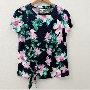 NWT J. Jill love linen floral front tie top XS